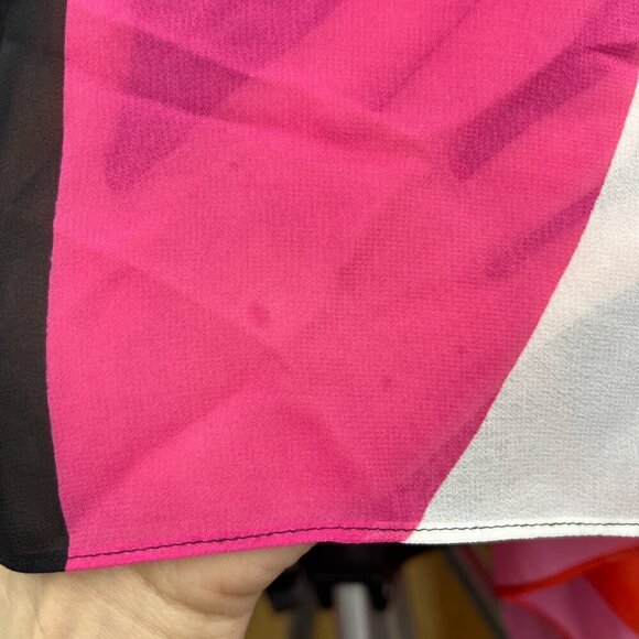 SLNY Black Scoop Neck Cap Sleeve Chiffon Multicolor‎ Asymmetrical Maxi Dress Sz8 - Picture 16 of 16